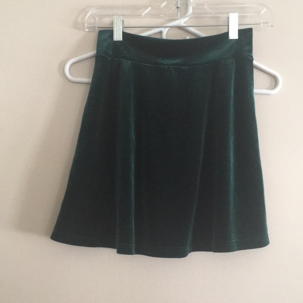Velvet Green Skater Skirt